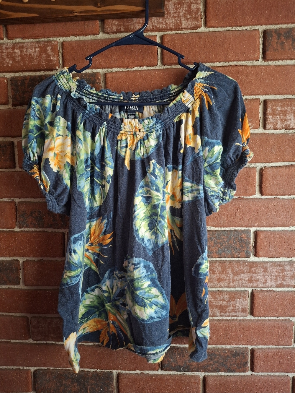 Chaps printed blouse blue multicolor